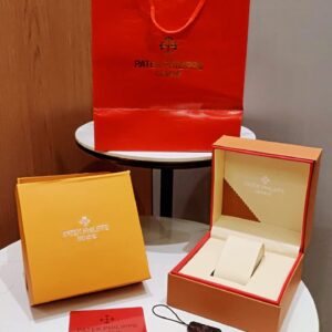 Genuine Patek Philippe watch box with outer cover, booklet, and cushion