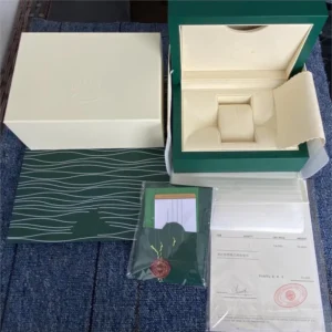 Genuine Rolex watch box with outer cover, booklet, and cushion