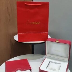 Genuine Cartier watch box with outer cover, booklet, and cushion