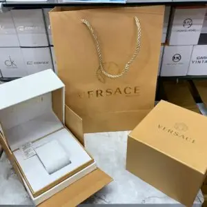 Genuine Versace watch box with outer cover, booklet, and cushion